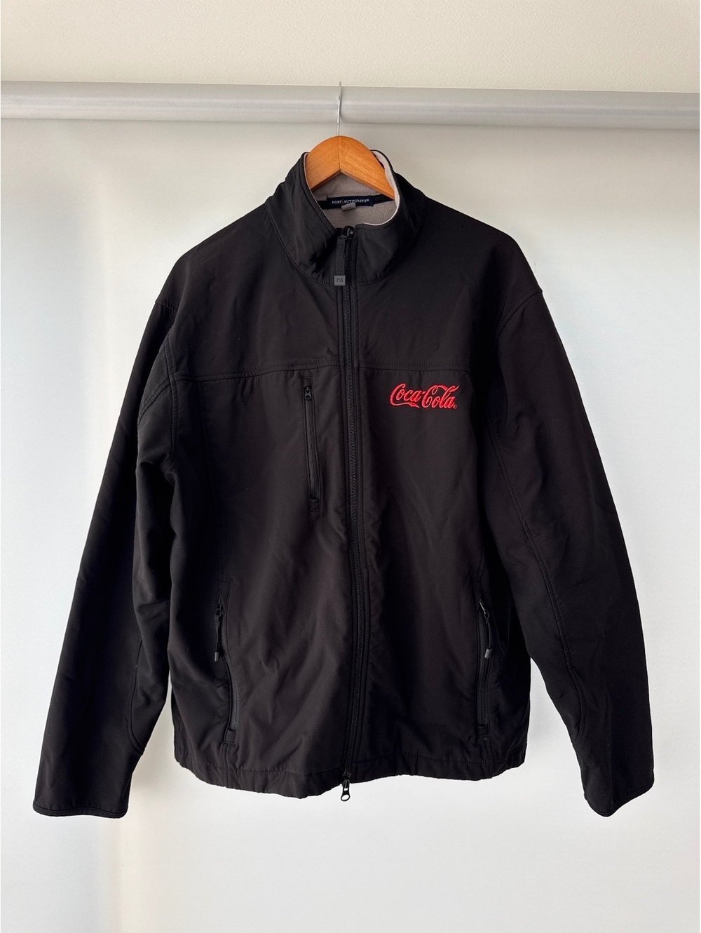 Coca Cola Port Authority Jacket Mens XL Black Embroidered Logo Soft Shell